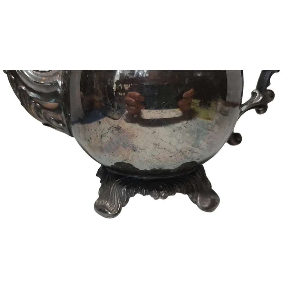 FB Rogers Antique Teapot Silver Plated Footed Intricate‎ 2462 Ten Inches